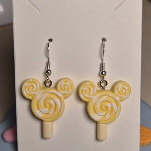 Cute Kawaii Disney Mickey Mouse Candy Shaped Earrings - Yellow & White